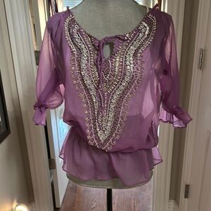 New Cruise Resort Florida SEQUIN Purple blouse - from Neiman Marcus